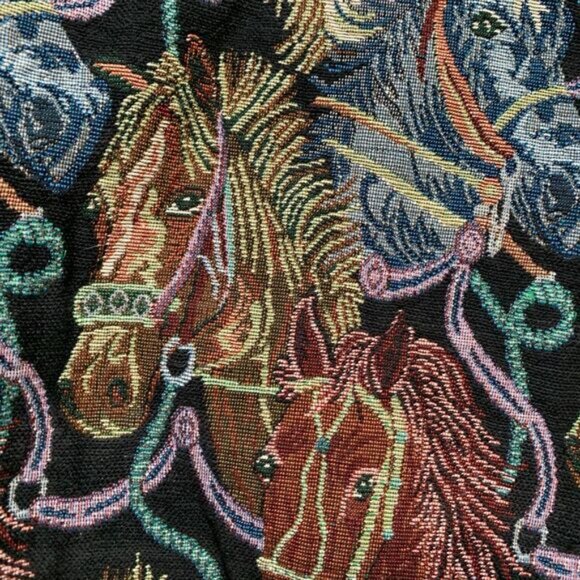 Vintage Katch Me West Horse Print Equestrian Tapestry Bomber Jacket Size XL - Picture 7 of 11